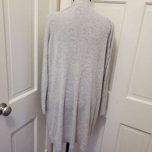 LOFT Light Gray Duster Open front Cardigan Size XLP, lightweight, casual - Picture 5 of 9
